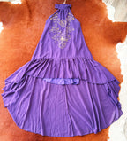 Camelia Embroidered High-Low Halter Dress