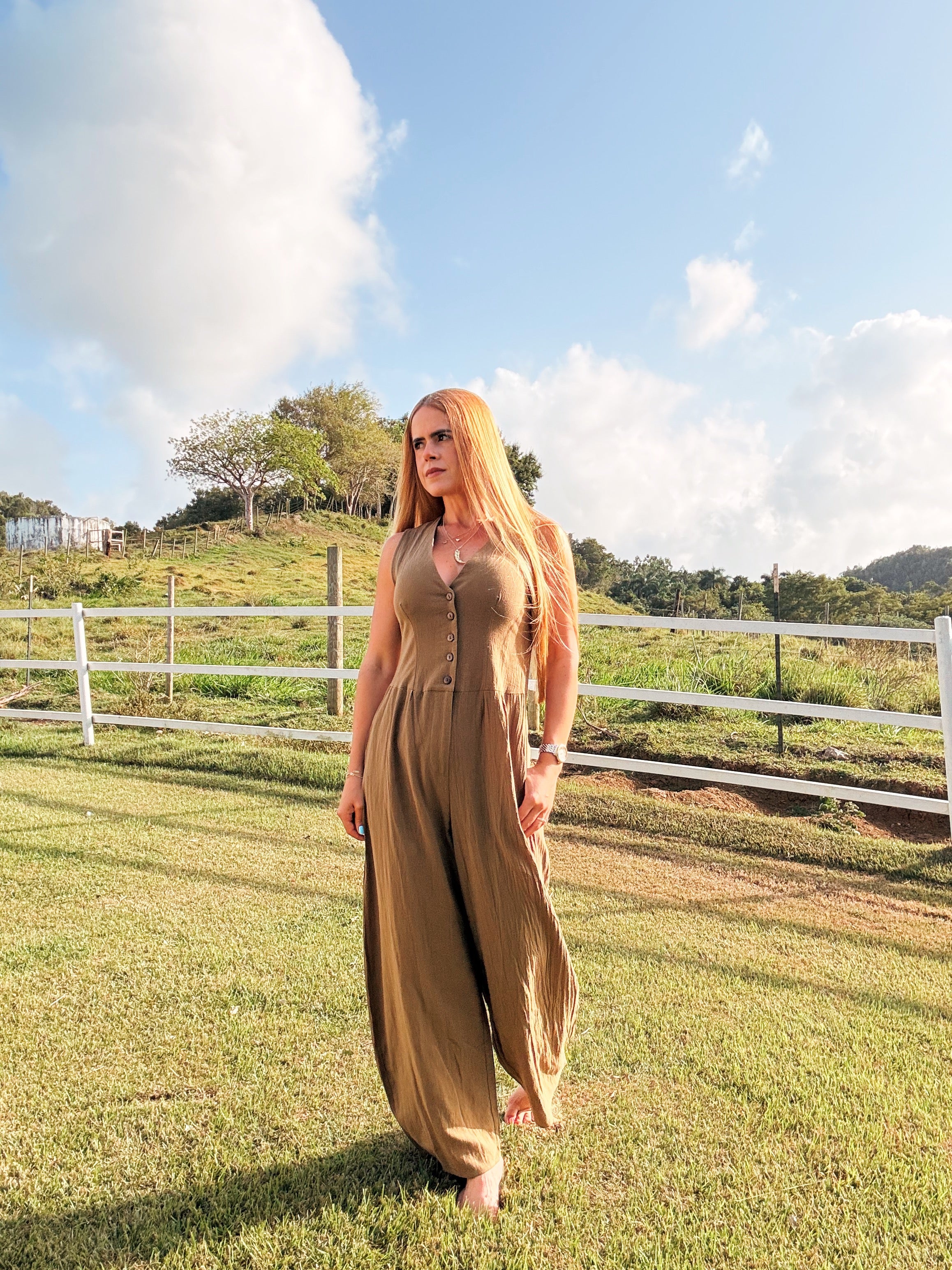 Raquel Button-Front Harem Jumpsuit