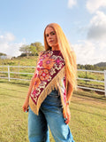 Ofelia Floral Satin-Look Fringe Top