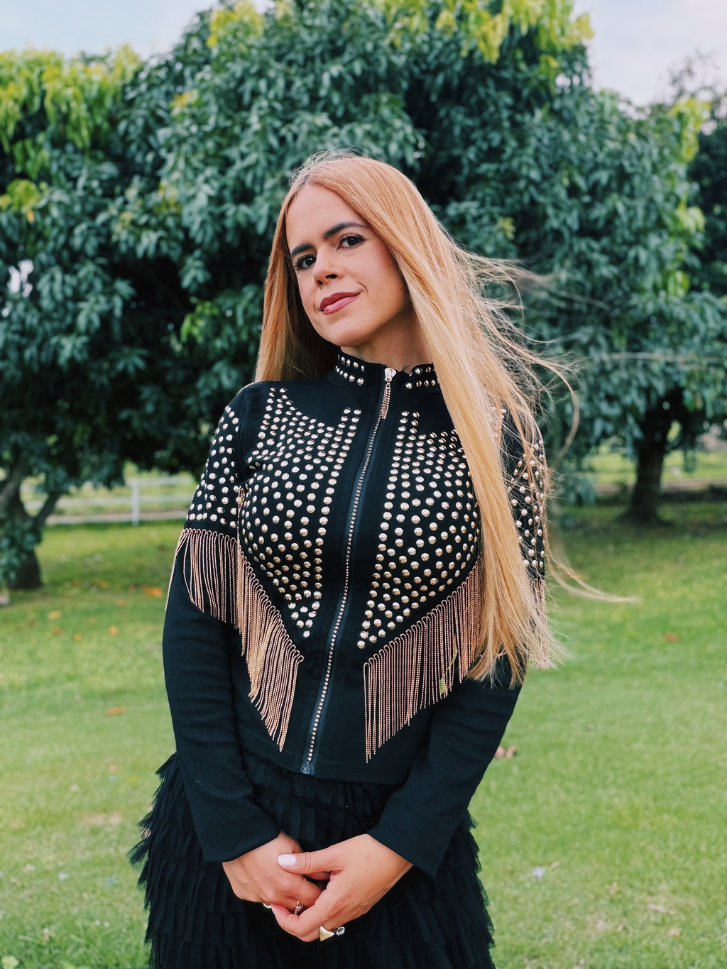 Oufits Rockeros Montana Studded Fringe Jacket – Bovina