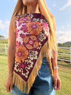 Ofelia Floral Satin-Look Fringe Top
